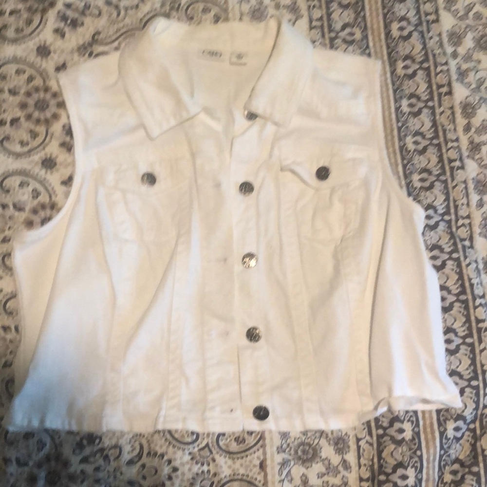 White jean vest